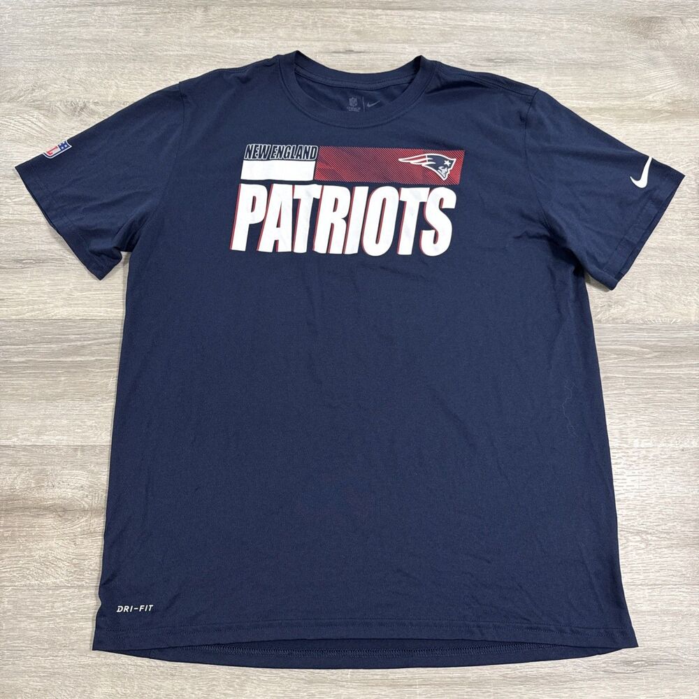 New England Patriots Football Shirt Nike Dri-FIT Men's Blue XL Performance Tee